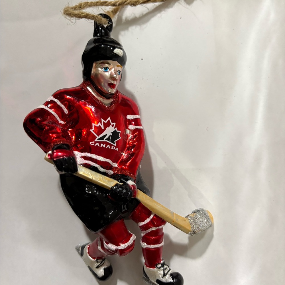 Team Canada Hockey Player Ornament - Red and Black